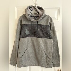 Nike Hoodie Men’s M Sweatshirt Grey Pullover Swoosh Performance‎ Dri Fit Adult